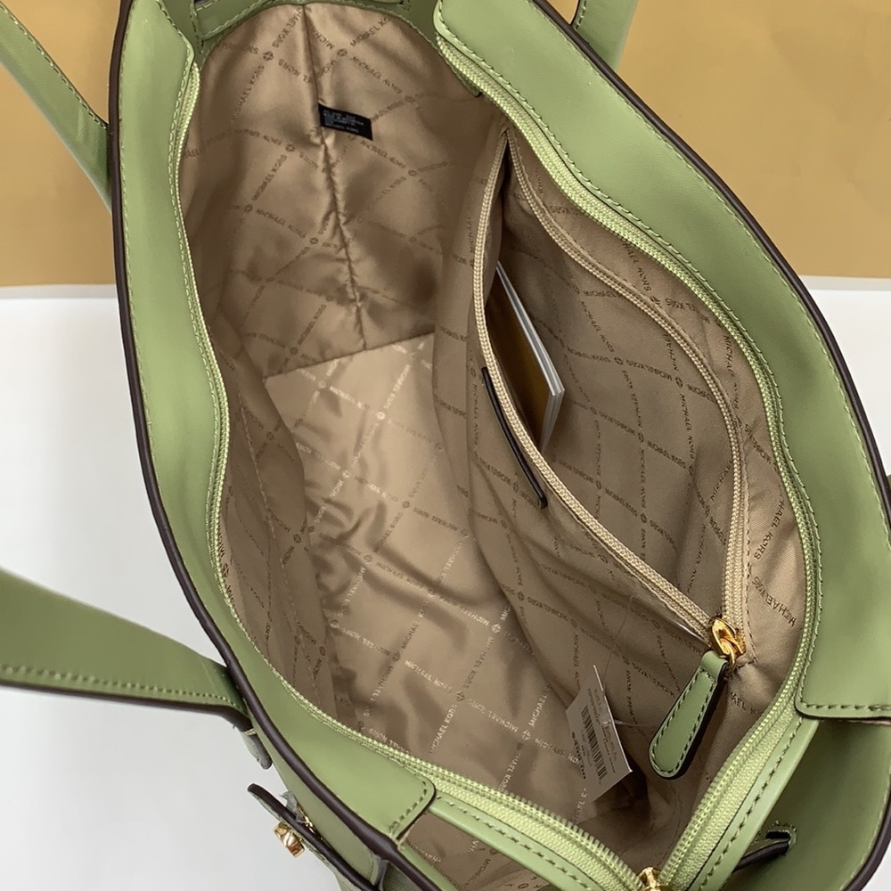 MICHAEL KORS CARMEN LARGE NORTH SOUTH TOTE LIGHT SAGE COLOR - Picture 10 of 15